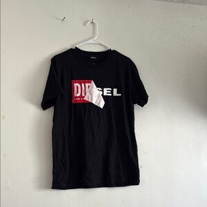 Diesel T Shirt Mens L Black Graphic Red Logo